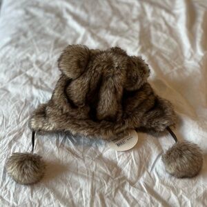 INDIGO baby faux fur bear ears hat size 0-6 months